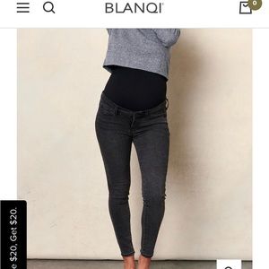 Over belly black denim skinny jeans